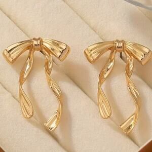 Gold Bow Stud Earrings